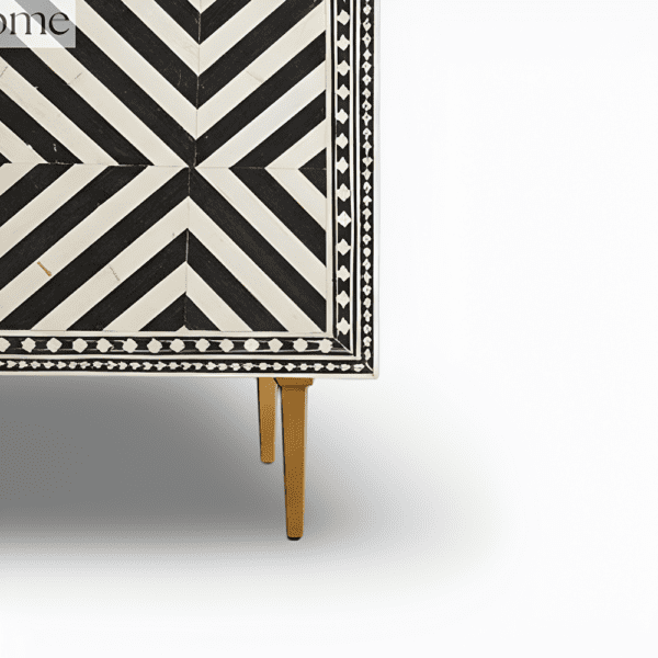 Timeless Black & White Bone Inlay Sideboard A Work of Art - Image 5