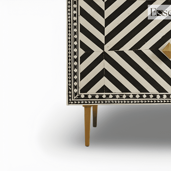 Timeless Black & White Bone Inlay Sideboard A Work of Art - Image 4