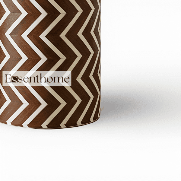 Brown & White Chevron Bone Inlay End Table - Image 4