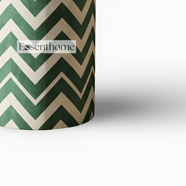 Green & White Chevron Bone Inlay End Table - Image 4