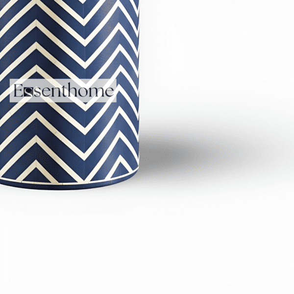 Bone Inlay End Table Navy Blue & White Chevron - Image 3