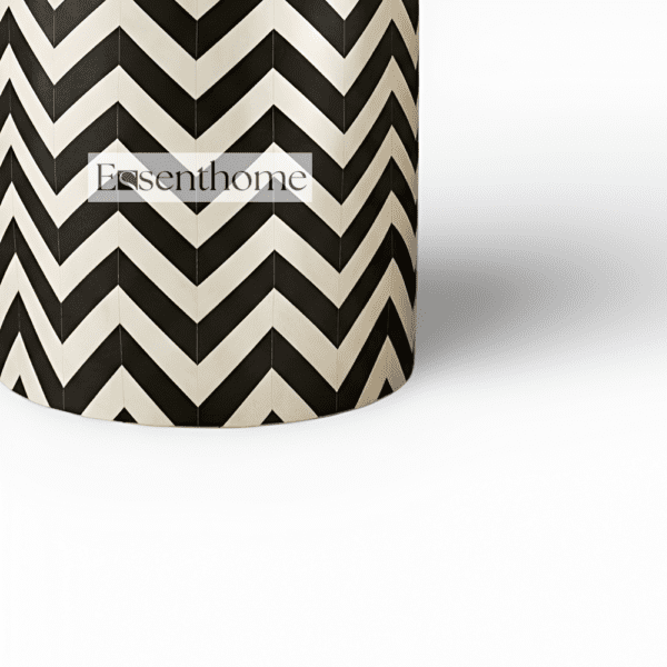 Bone Inlay End Table Black & White Chevron - Image 4