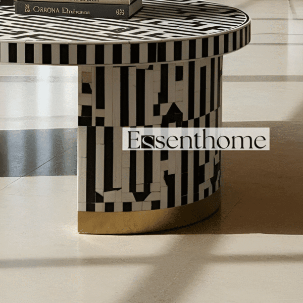 Bone Inlay Oval Coffee Table for living room - Image 3