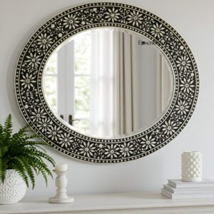 Round Bone Inlay Mirror - Essenthome