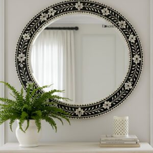 Round Bone Inlay Mirror - Essenthome