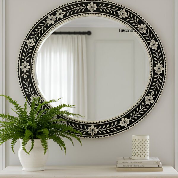 Round Bone Inlay Mirror - Essenthome
