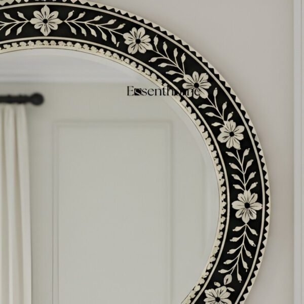 Round Bone Inlay Mirror - Essenthome - Image 2
