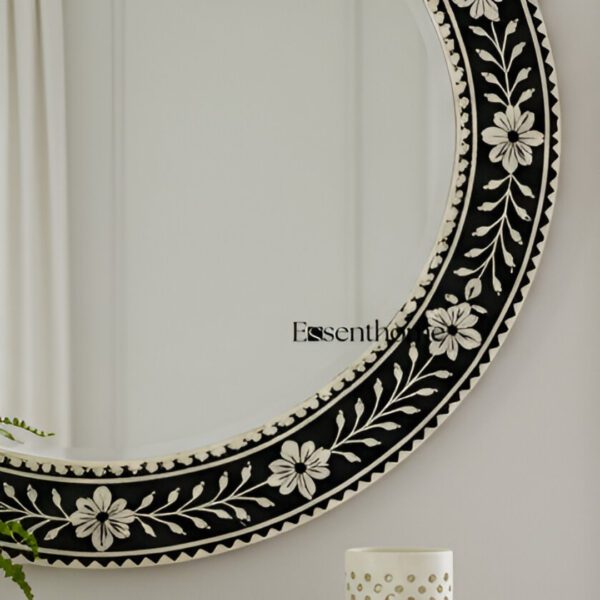 Round Bone Inlay Mirror - Essenthome - Image 3