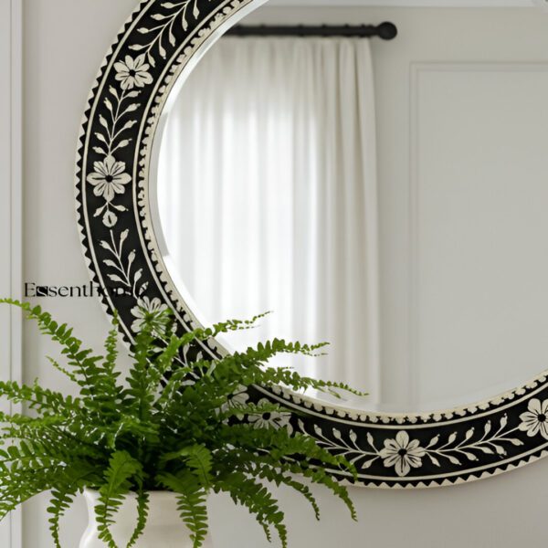 Round Bone Inlay Mirror - Essenthome - Image 4