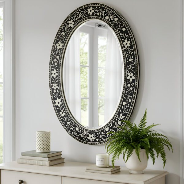 Bone Inlay Mirror Frame - Luxury Handmade - Image 2