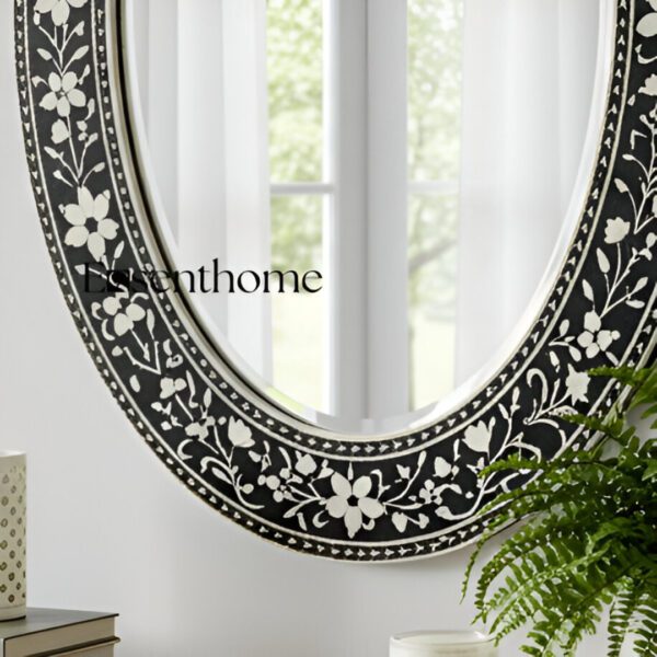 Bone Inlay Mirror Frame - Luxury Handmade - Image 4