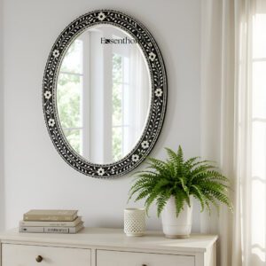 Oval Bone Inlay Mirror - Essenthome