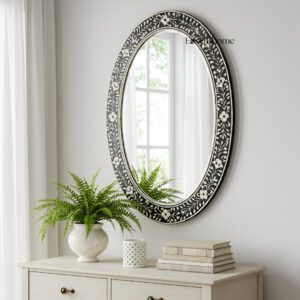 Bone inlay mirror for living room