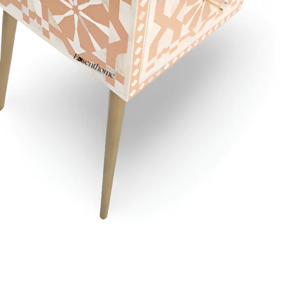 Bone Inlay Study Desk Orange Resin 2 Drawers - Image 4