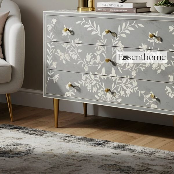 Handmade Gray and white 3 Drawer Dresser for Bedroom - Image 4