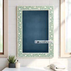 Handmade Bone Inlay Mirror for Living Room – Floral Pattern Frame