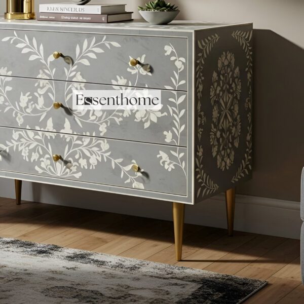 Handmade Gray and white 3 Drawer Dresser for Bedroom - Image 5