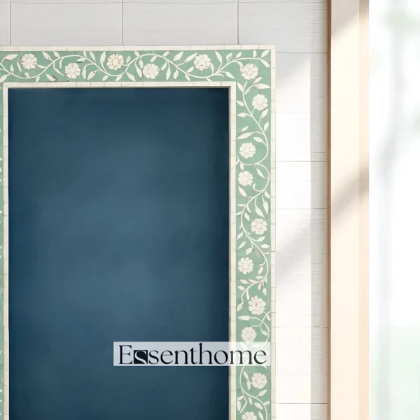 Handmade Bone Inlay Mirror for Living Room – Floral Pattern Frame - Image 5