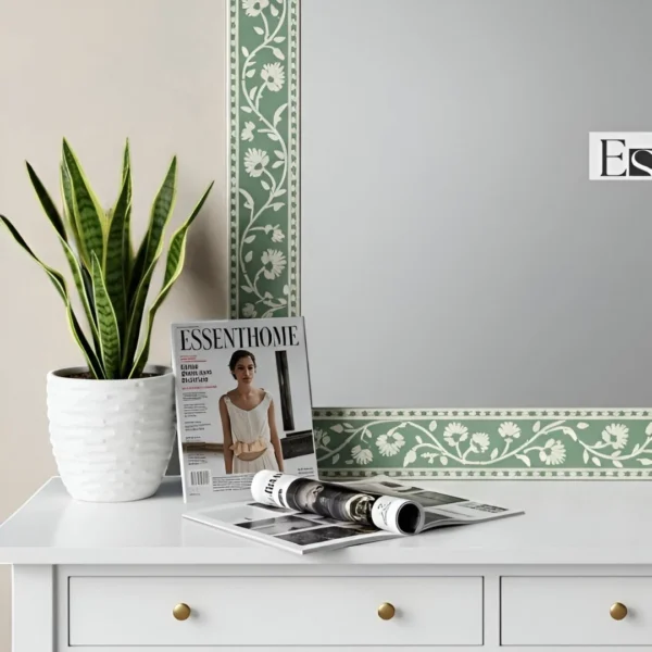 Handmade Green Bone Inlay Wall Mirror – Floral Pattern Frame - Image 3