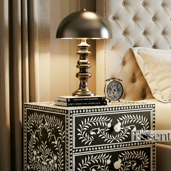Floral bone inlay nightstand - Handmade - Image 5