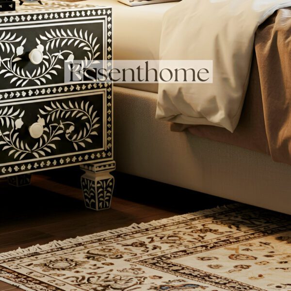 Floral bone inlay nightstand - Handmade - Image 2