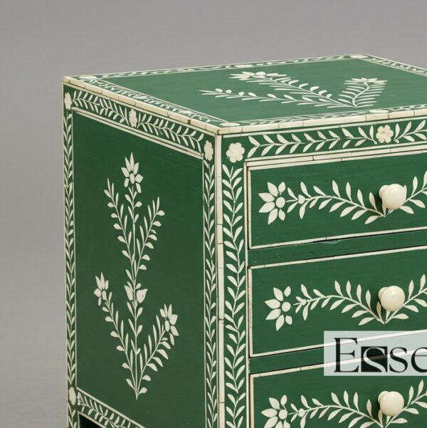 Handmade Green bone nightstand for bedroom - Floral Pattern - Image 2