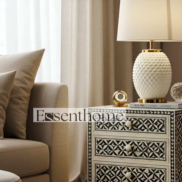 Decorative Bone Inlay Nightstand - Image 4