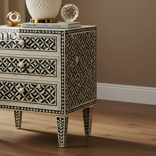Decorative Bone Inlay Nightstand - Image 3