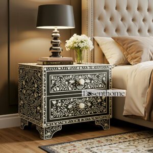 2 Drawers Bedside Table - Floral Nightstand