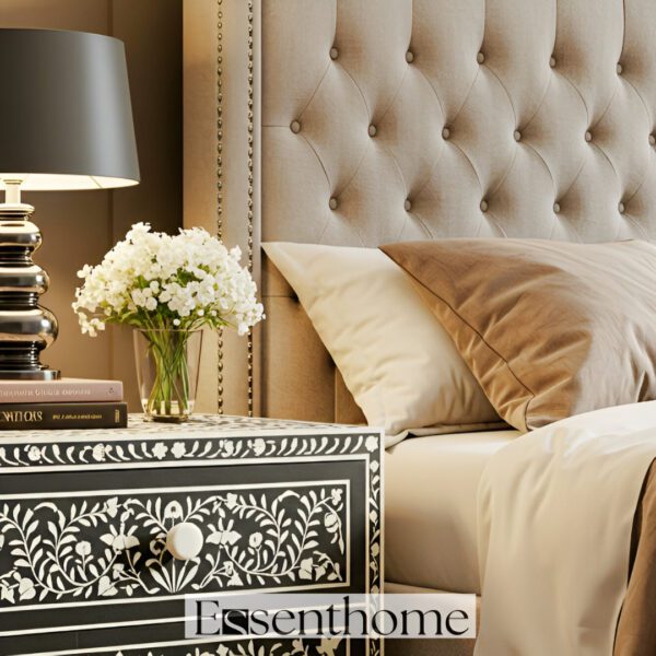 2 Drawers Bedside Table - Floral Nightstand - Image 3