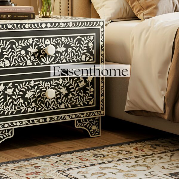 2 Drawers Bedside Table - Floral Nightstand - Image 5