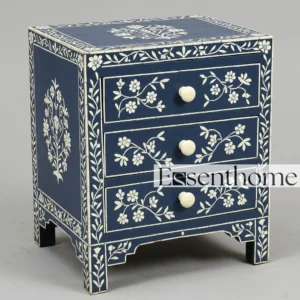 Blue inlay nightstand - Bone inlay