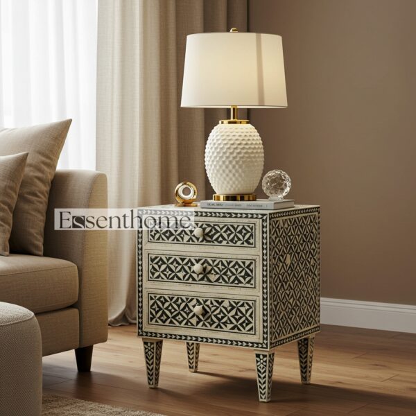 Bone Inlay Nightstand Floral
