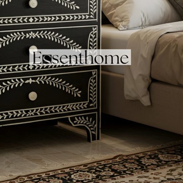 Handmade Flolar Luxury Bone Inlay Nightstand - 3 Drawer - Image 2