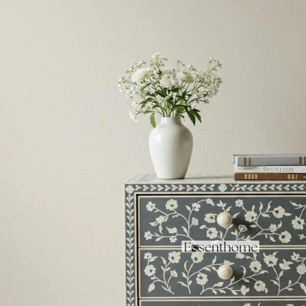 Handmade Bone Inlay Nightstand with Drawers - Image 2
