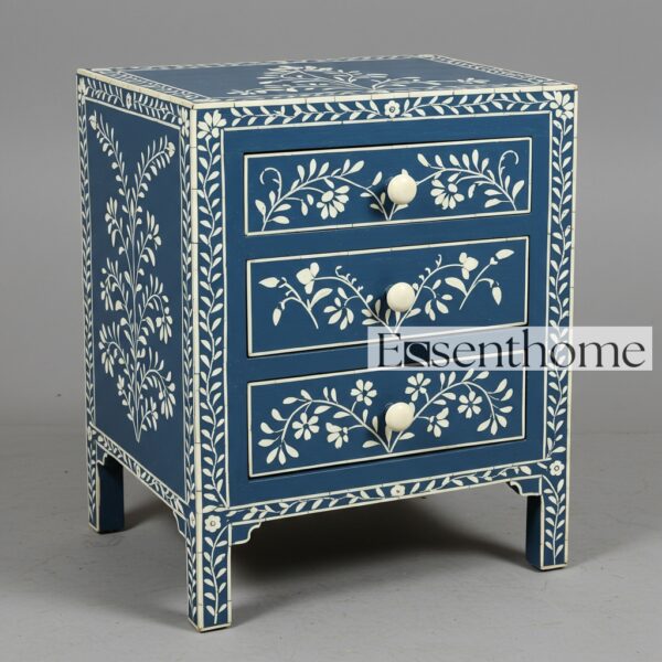 Black Bone Inlay small bedside table