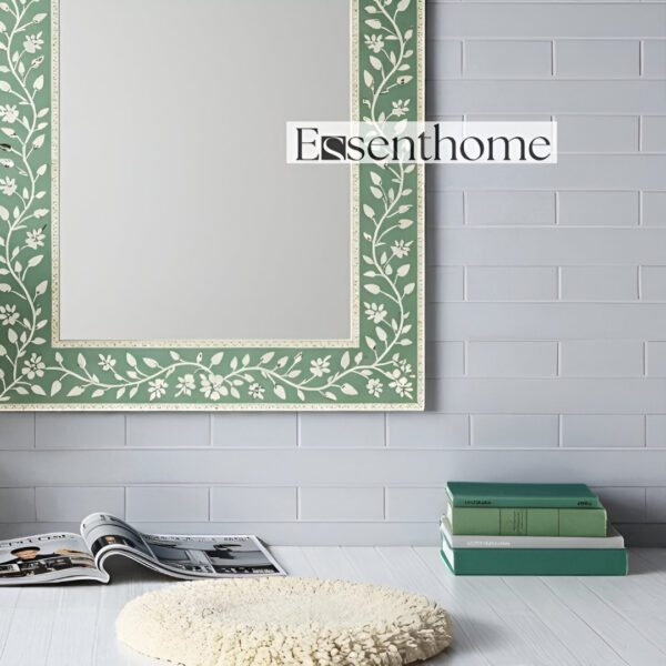 Handmade bone inlay mirror frame -Green and  White - Image 5