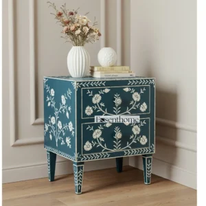 Handmade Bone Inlay Bedside Table