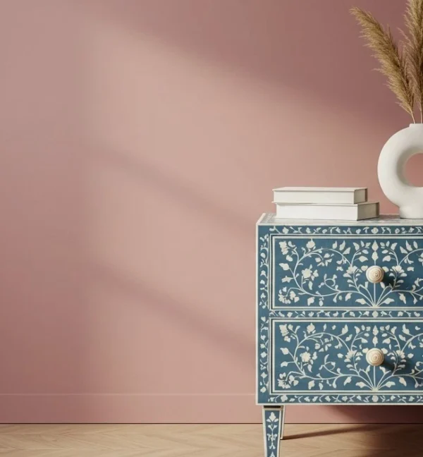 2 Drawer inlay bedside table - Image 2