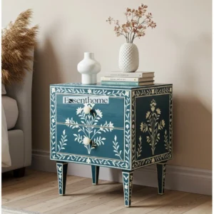 Artisan Crafted Bone Inlay Nightstand