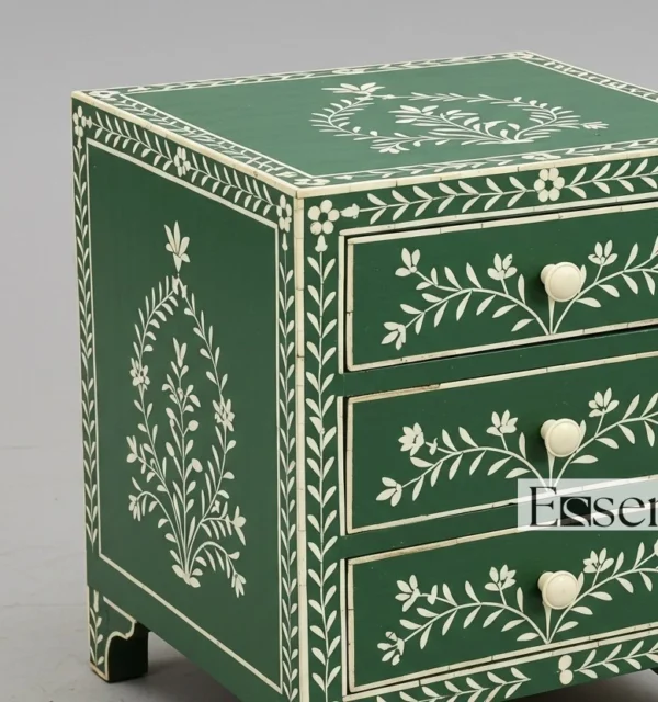 Handmade Green Bedside Table - Bone Inlay Nightstand - Image 5