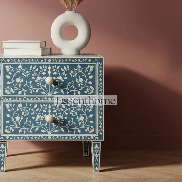 2 Drawer inlay bedside table - Image 5