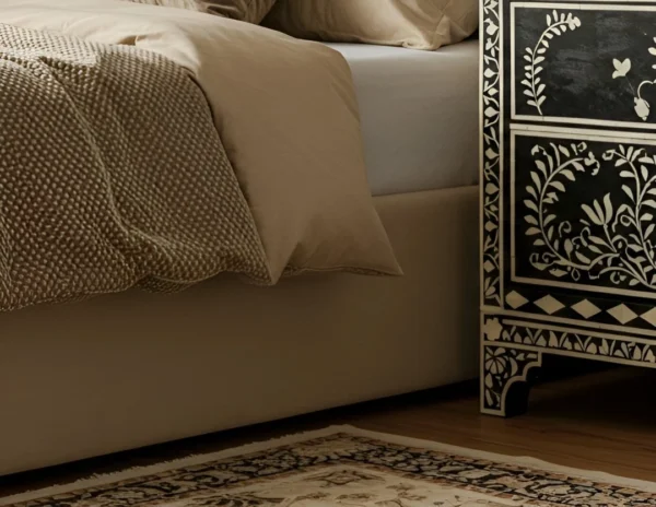 Handmade Floral Bone Inlay Nightstand - 3 Drawer - Image 3