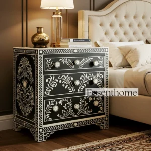 Bone Inlay Nightstand for Living Room