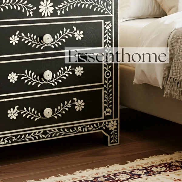 Black bone inlay Nightstand -Essenthome - Image 5