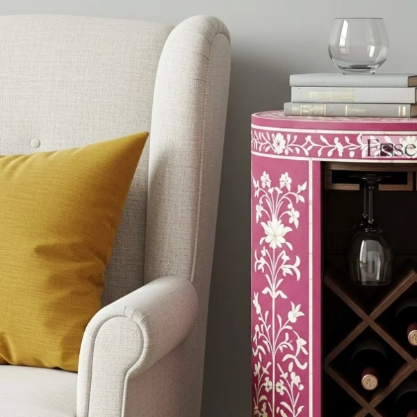 Pink Bone Inlay Wine Cabinet - Image 5