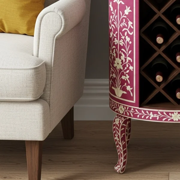 Pink Bone Inlay Wine Cabinet - Image 4
