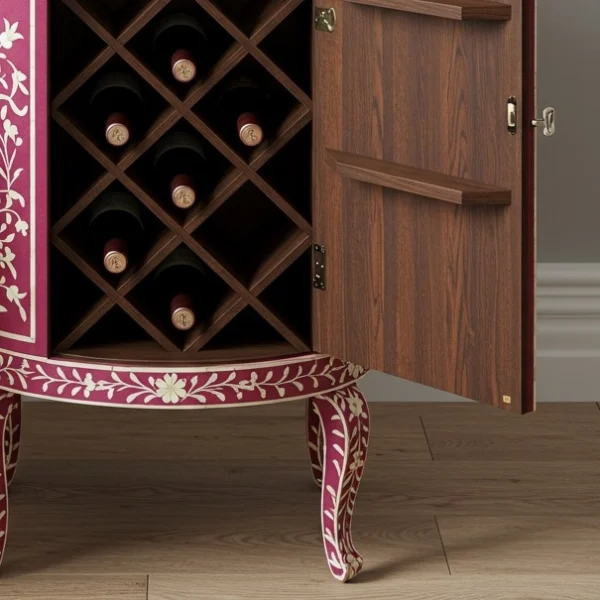 Pink Bone Inlay Wine Cabinet - Image 3