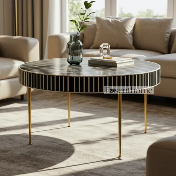 Handcrafted Bone Inlay Coffee Table
