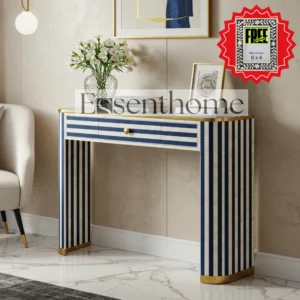 Artisan Bone Inlay Console Table - Blue + Free Frame